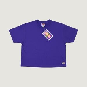 VTG NWT CRUNCH Purple Crew Neck Short Sleeve Cropped T Shirt Women's M Cotton